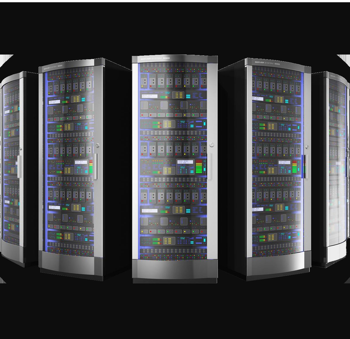 Row of business server racks